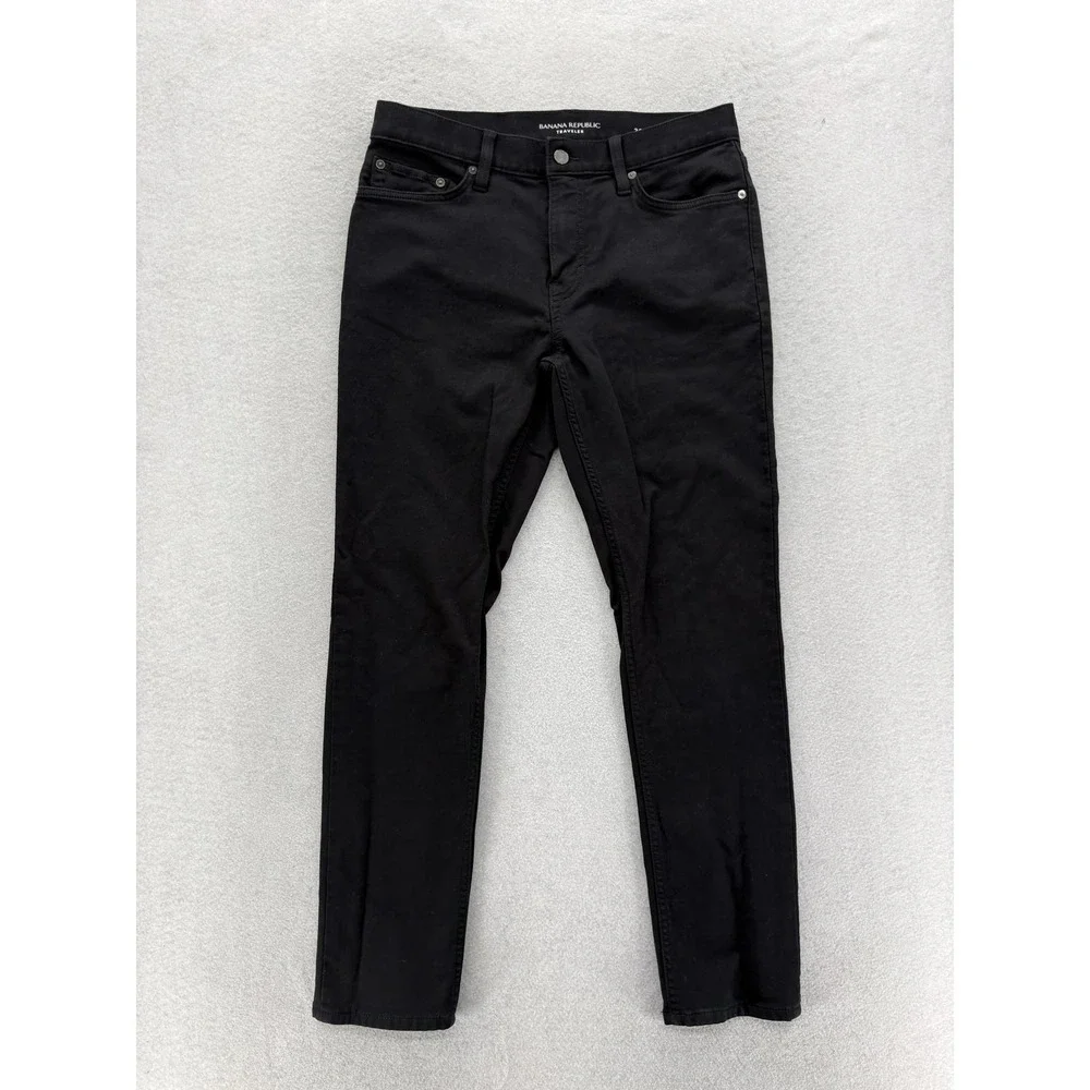 Banana Republic Traveler Slim Jeans Mens 30x30 Black Stretch Denim Pants Preppy
